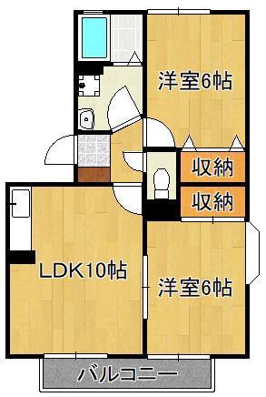 クレセント鴨生田(2LDK/2階)の間取り写真