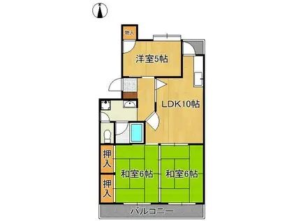 ハイランドマンション千代ヶ崎(3LDK/2階)の間取り写真