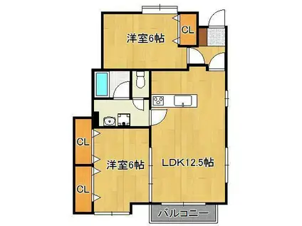 ヴィラージュ(2LDK/1階)の間取り写真