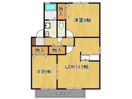 ル・クレールやつえ(2LDK/1階)の間取り写真