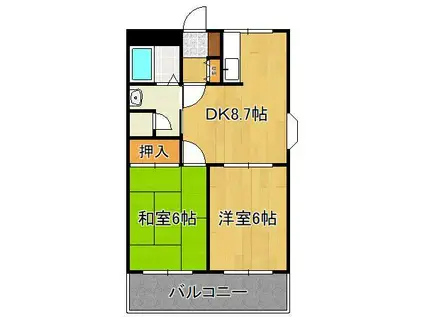 プロニティ ハイム(2DK/2階)の間取り写真