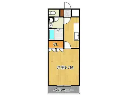 ベティヒルズ(1K/1階)の間取り写真