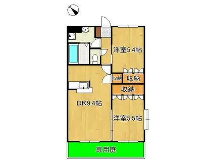 プライムステージ(2DK/1階)の間取り写真