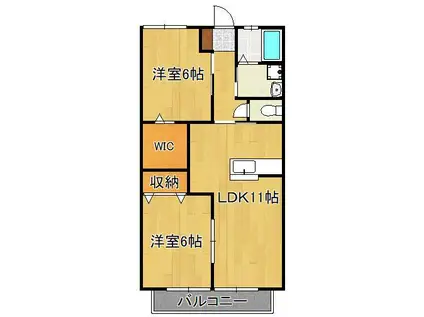 エクセルハイムB(2LDK/2階)の間取り写真