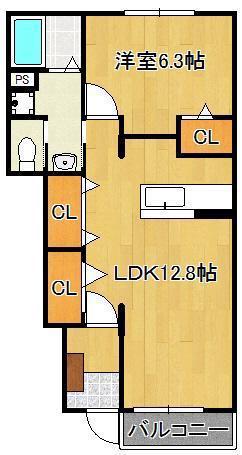 エスペランサ(1LDK/1階)の間取り写真