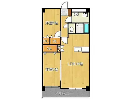 メゾンほおづきⅠ(2LDK/6階)の間取り写真