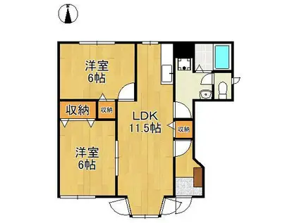 サンハイムHIRO(2LDK/1階)の間取り写真