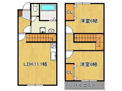 J-メゾンⅠ(2LDK/1階)の間取り写真