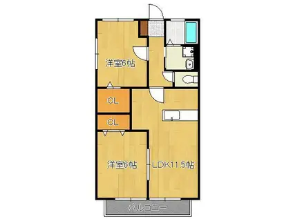 ビューテラス(2LDK/1階)の間取り写真