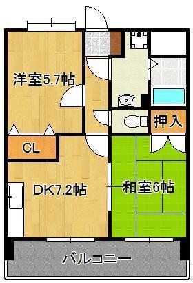 クレイントータス(2DK/3階)の間取り写真