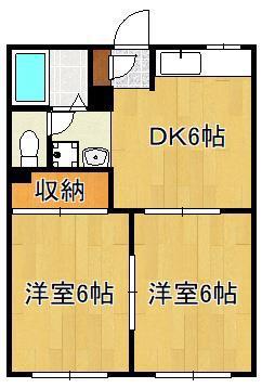 チェリーハウス(2DK/1階)の間取り写真