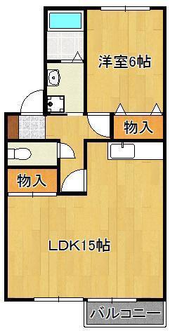 グランドゥール本城(1LDK/2階)の間取り写真