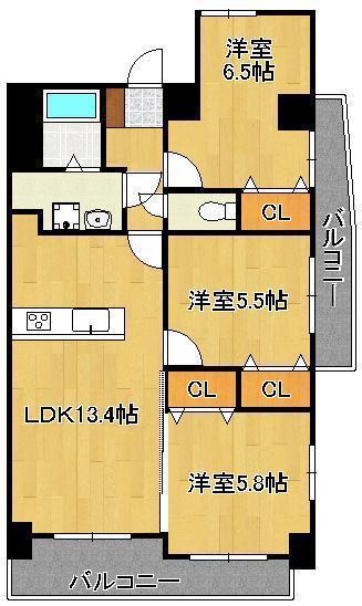 LE GRAND BLEU TROIS(3LDK/6階)の間取り写真