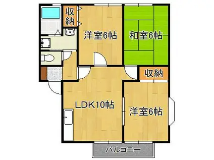 アザレア藤原F棟(3LDK/2階)の間取り写真