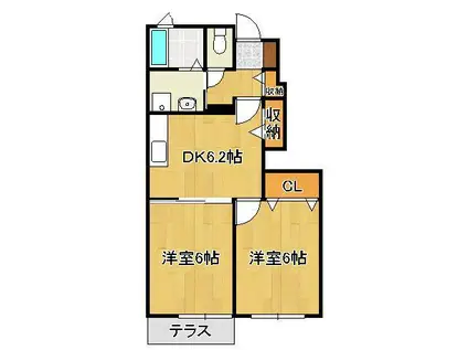 アバンツァートM 2(2DK/1階)の間取り写真