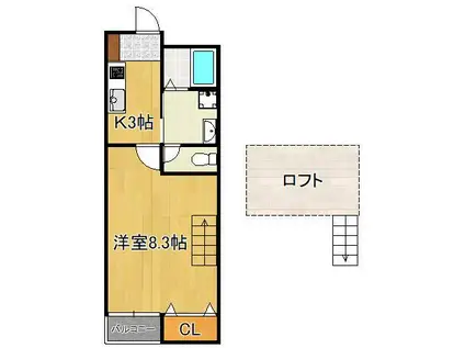 ソレイユ学研台(1K/1階)の間取り写真