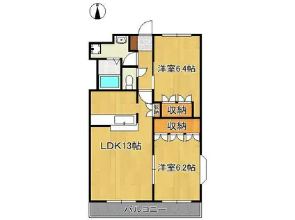 ファルール(2LDK/2階)の間取り写真