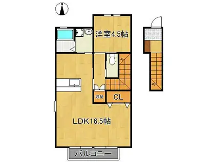 プレシャス Ⅰ(1LDK/2階)の間取り写真