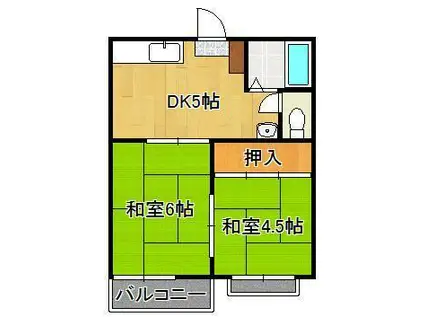 ルーブル千代ケ崎(2DK/1階)の間取り写真