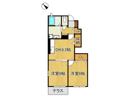 デスパシオⅠ(2DK/1階)の間取り写真