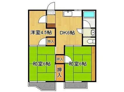 フォーブル力丸(3DK/2階)の間取り写真