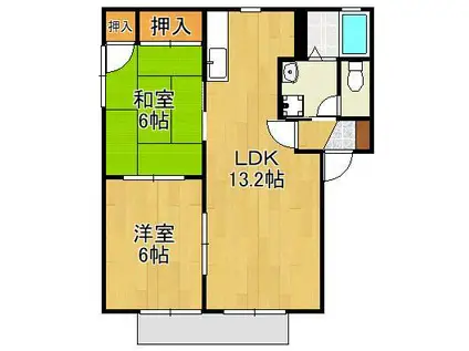 ヴェルドミール A棟(2LDK/1階)の間取り写真