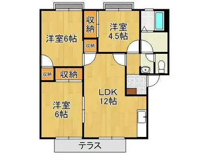 リゾット花房 A棟(3LDK/1階)の間取り写真