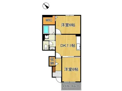 ファミール メゾン(2DK/1階)の間取り写真