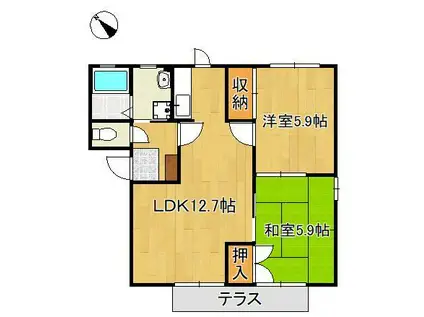 フィールドコート本城ⅡA棟(2LDK/1階)の間取り写真