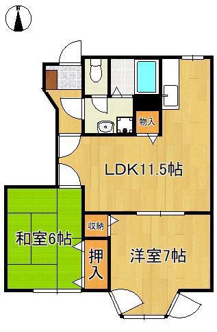 シャルマン桃源(2LDK/1階)の間取り写真