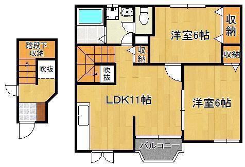 プリムヴェール瑞穂(2LDK/2階)の間取り写真