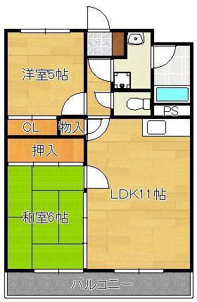 センチュリア芦屋Ⅰ(2LDK/2階)の間取り写真