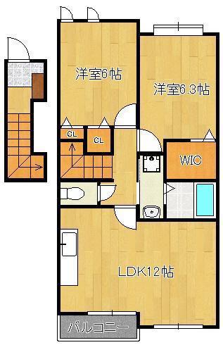 エスペランサ(2LDK/2階)の間取り写真
