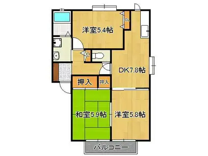 ディアス貴船台(3DK/2階)の間取り写真