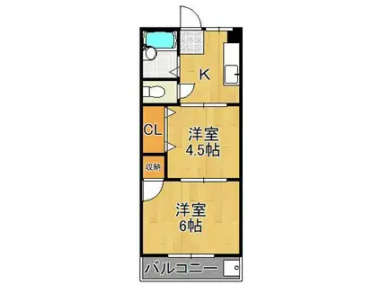 大浦コーポ(2K/2階)の間取り写真