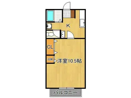 コーポ林(1K/1階)の間取り写真
