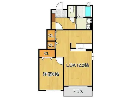 プレイン・コートSⅠ(1LDK/1階)の間取り写真