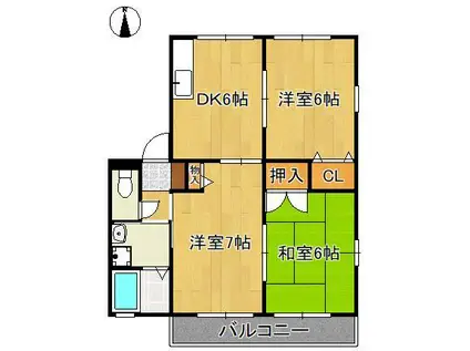 エスポワール(3DK/2階)の間取り写真