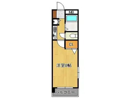 ダイナコート医生ヶ丘(1K/4階)の間取り写真