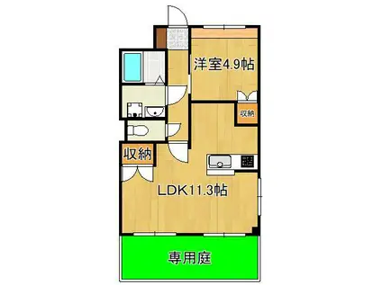 ローズガーデンⅡ(1LDK/1階)の間取り写真