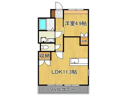 ローズガーデンⅡ(1LDK/2階)の間取り写真