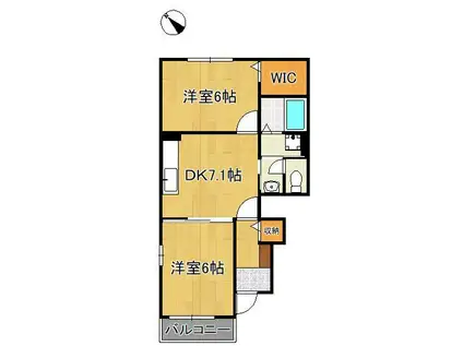 PASTORALE今古賀Ⅰ(2DK/1階)の間取り写真