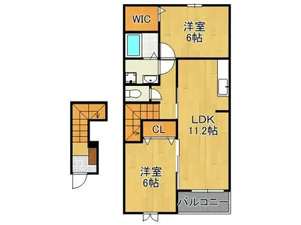 PASTORALE今古賀Ⅰ(2LDK/2階)の間取り写真