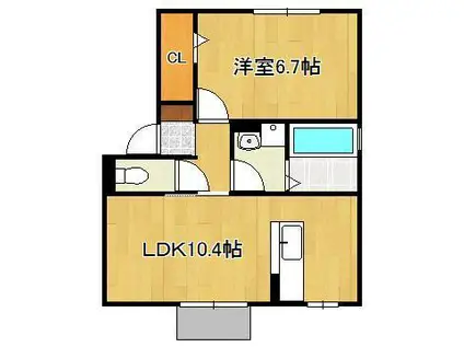 シェルノーブルD(1LDK/1階)の間取り写真