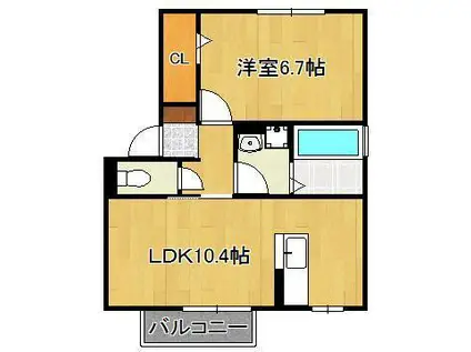 シェルノーブルD(1LDK/2階)の間取り写真
