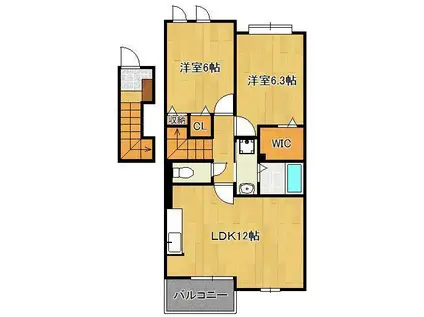 フレグランス B(2LDK/2階)の間取り写真