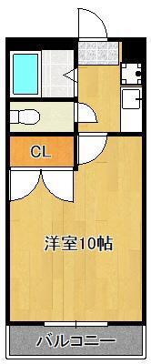 パークサイド本城(1K/1階)の間取り写真