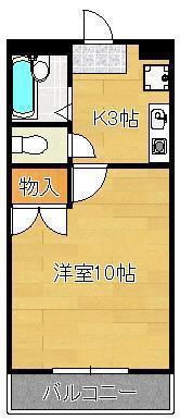 パークサイド本城(1K/1階)の間取り写真