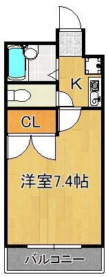 ラビータ本城 A棟(1K/1階)の間取り写真