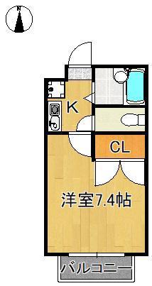ラビータ本城B(1K/3階)の間取り写真